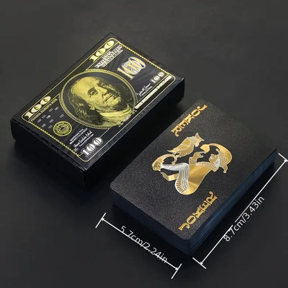 55PCS Gold Foil Playing Cards – 24K Gold Plastic Poker Set, Waterproof & Durable Magic Game Cards