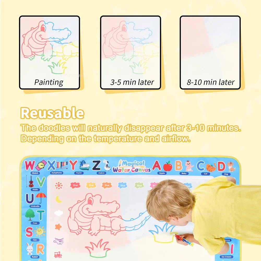 100x80CM Montessori Magic Drawing Board – Reusable Water Doodle Mat for Kids Educational Art & Pen Control Training