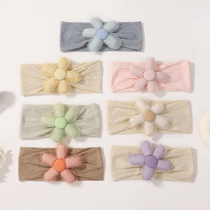 1Pc Baby Nylon Headscarf – Handmade Flower Headband for Newborn Girls, Toddler Elastic Hair Turban