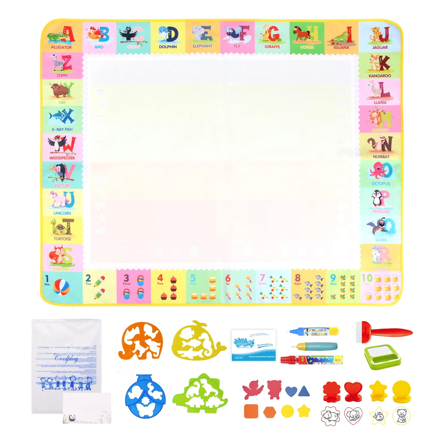 100x80CM Magic Water Drawing Mat – Reusable Doodle Board Montessori Educational Toy for Kids