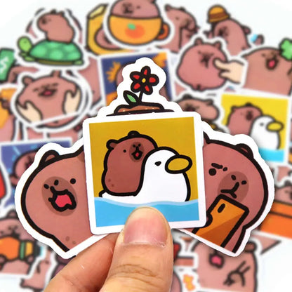 10/50/100pcs Capybaras Stickers – Cute Cartoon Decals for Laptop, Phone, Car, Bicycle & Kids DIY