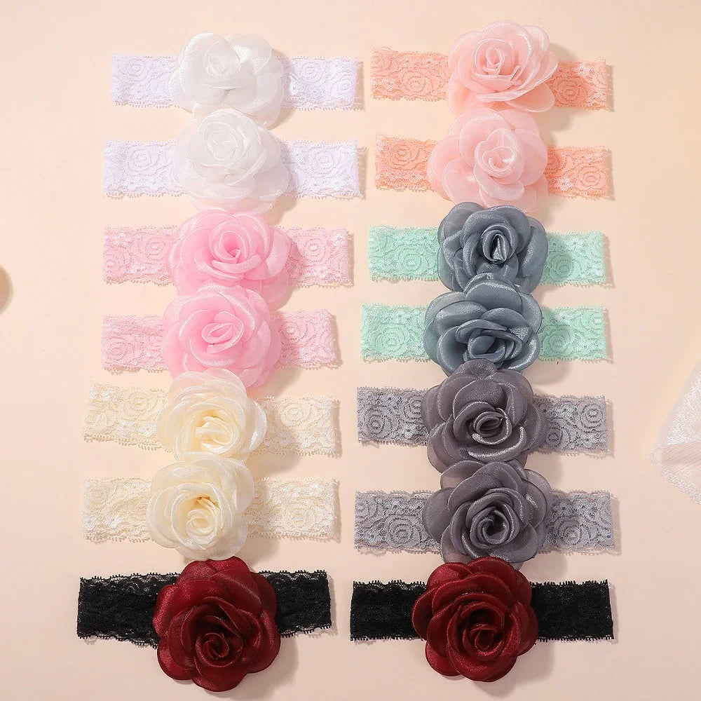 1Pc Baby Nylon Headscarf – Handmade Flower Headband for Newborn Girls, Toddler Elastic Hair Turban