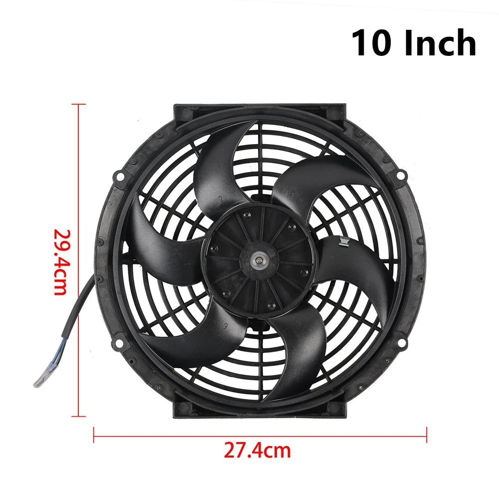 Universal 7/9/10/12/14/16 Inch 12V 80W Car Radiator Cooling Fan Blade – Electric Air Conditioning Fan Kit 2100RPM