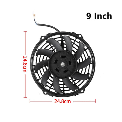 Universal 7/9/10/12/14/16 Inch 12V 80W Car Radiator Cooling Fan Blade – Electric Air Conditioning Fan Kit 2100RPM